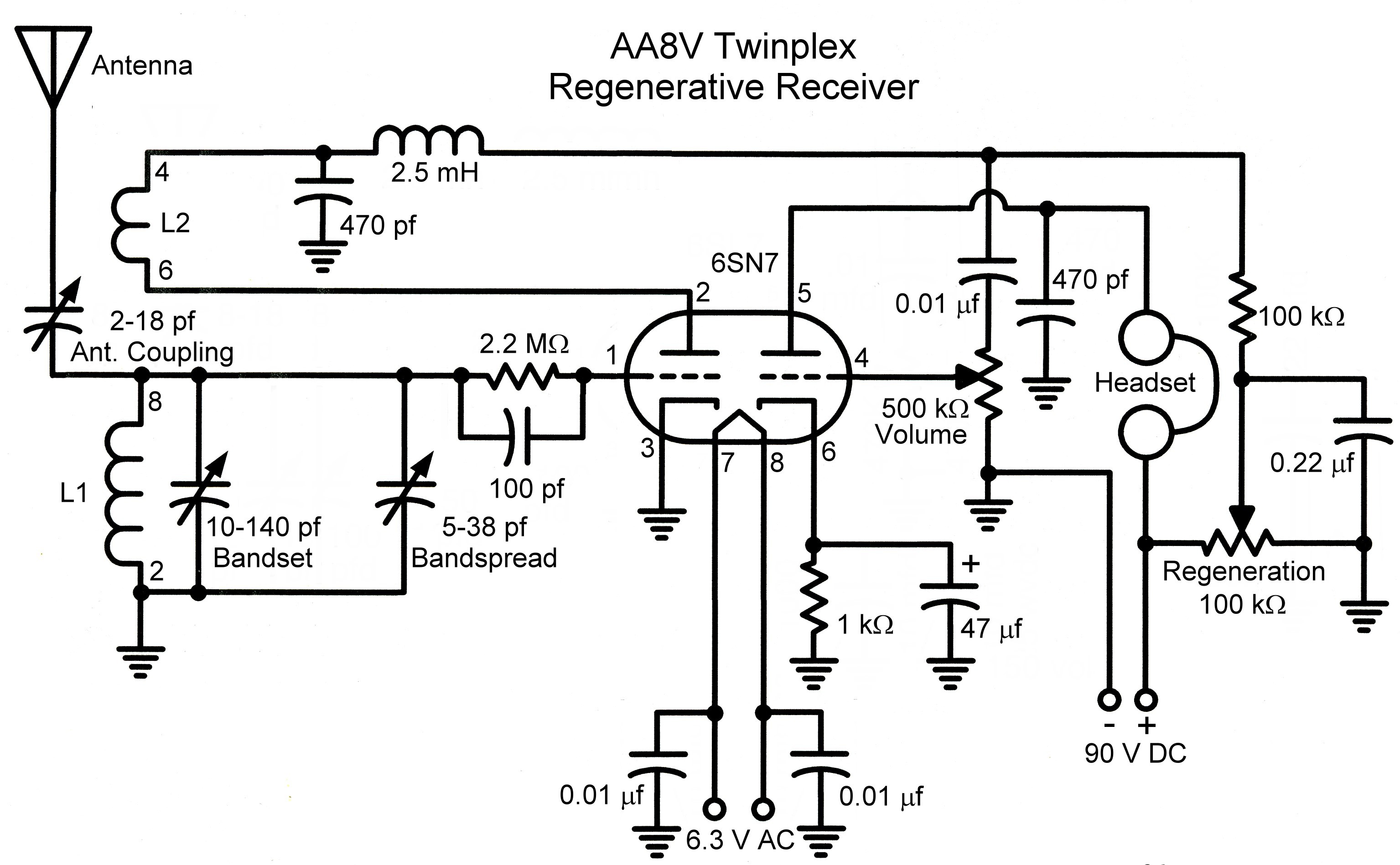 The AA8V Twinplex Regenerative Receiver - Schematic ... wiring diagrams for earphones 